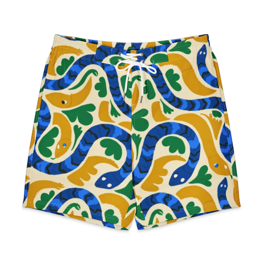 Saffron Serpent Garden on Men's Board Shorts — Front