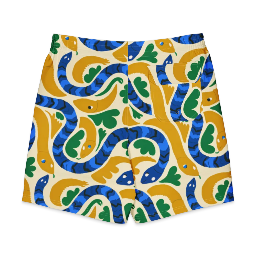 Saffron Serpent Garden on Men's Board Shorts — Back