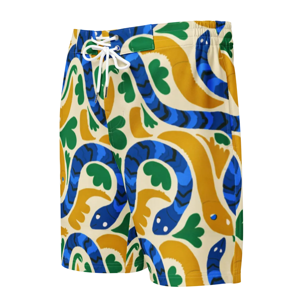 Saffron Serpent Garden on Men's Board Shorts — Front