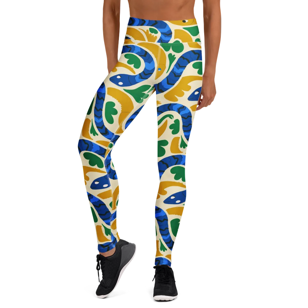Saffron Serpent Garden on Yoga Leggings — Front