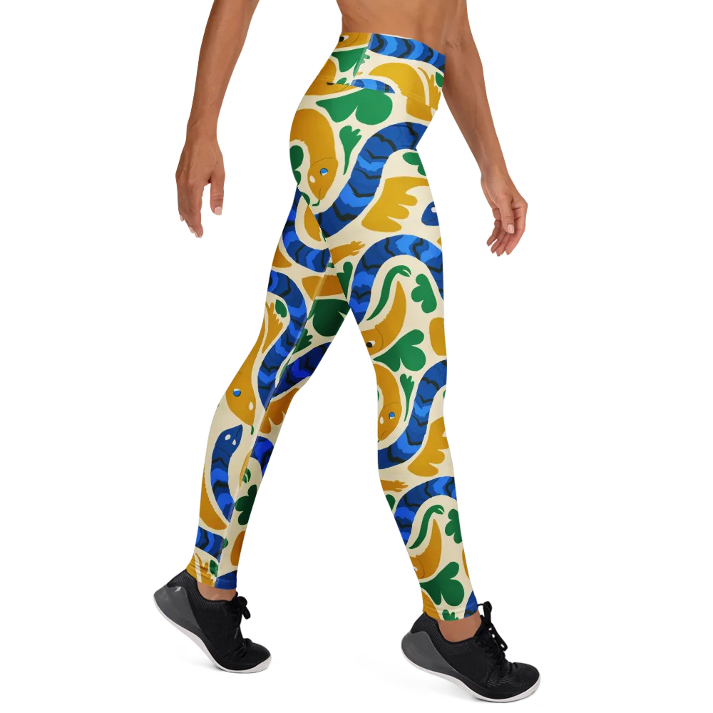 Saffron Serpent Garden on Yoga Leggings — Right