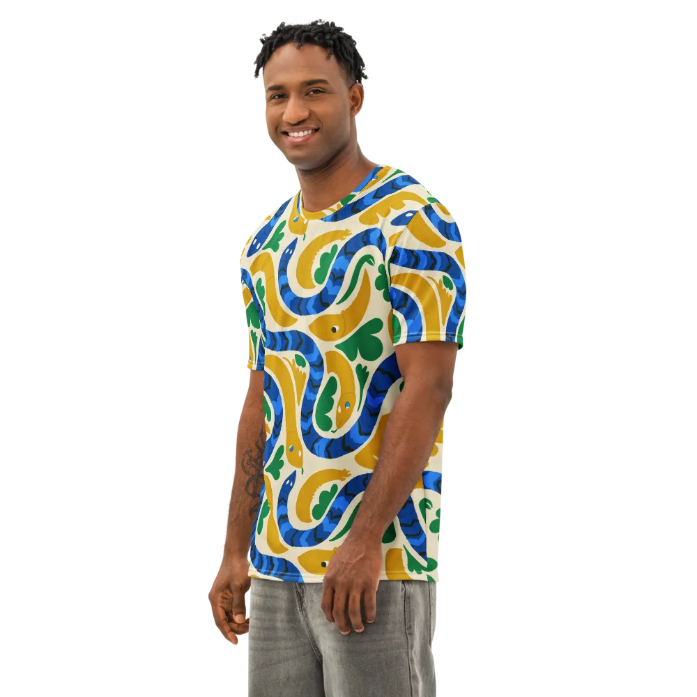 Saffron Serpent Garden on Men's Cotton Crew Neck T-Shirt — Left Front