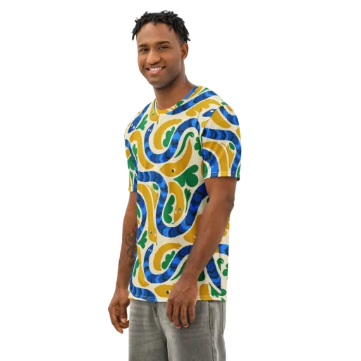 Saffron Serpent Garden on a Men's Cotton Crew Neck T-Shirt