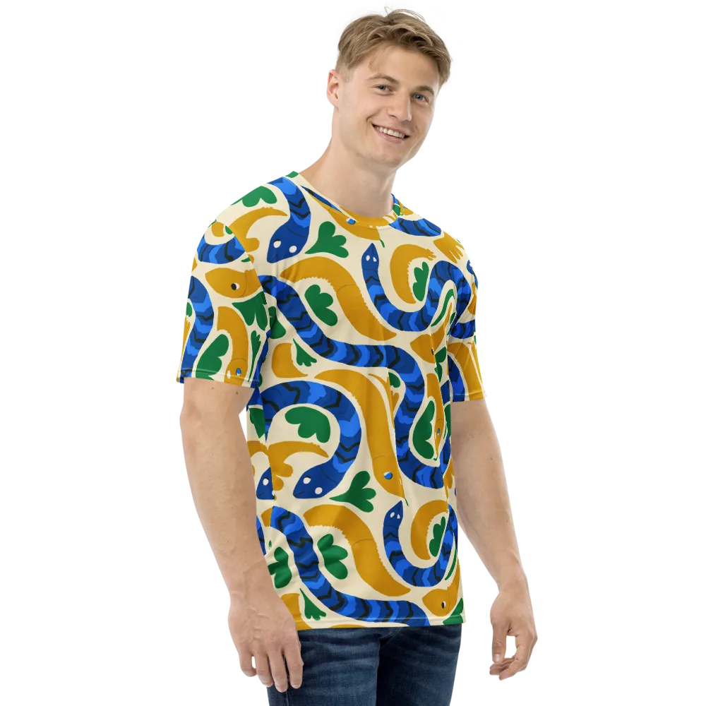 Saffron Serpent Garden on Men's Crew Neck T-Shirt — Right
