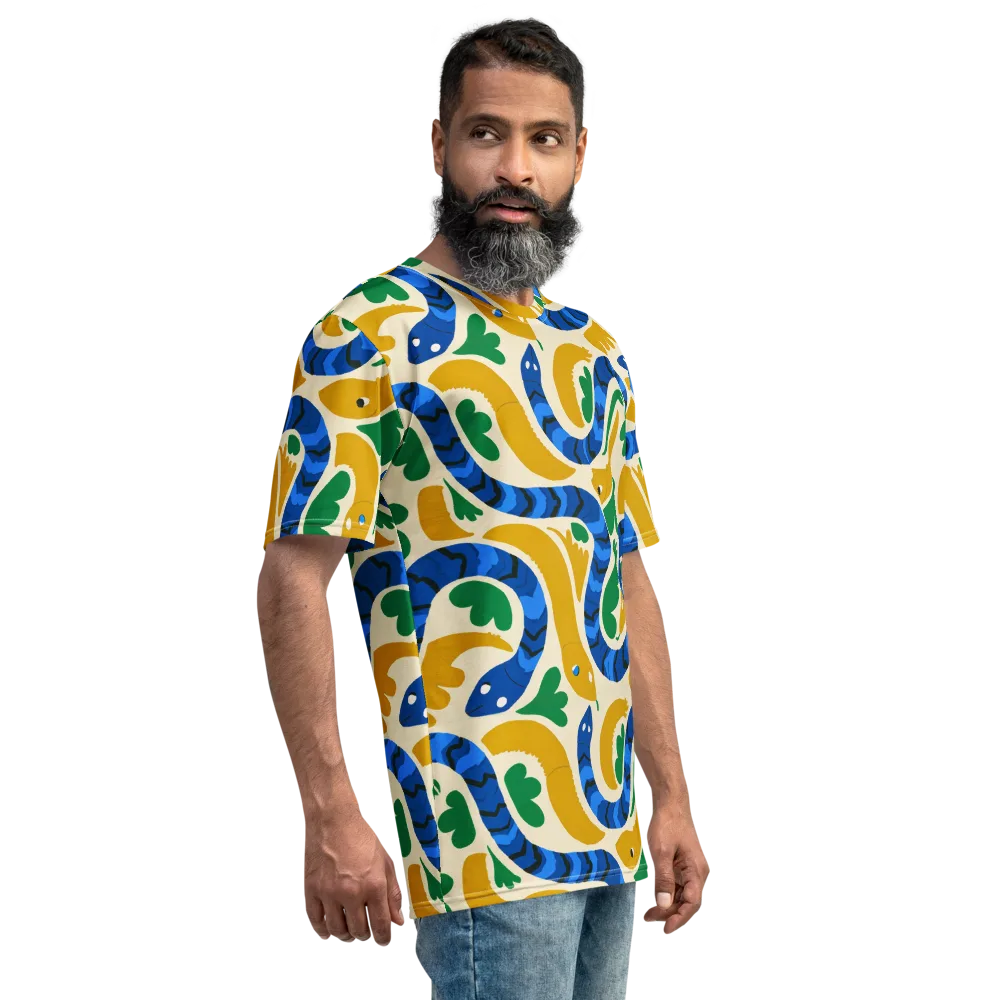 Saffron Serpent Garden on Men's Crew Neck T-Shirt — Right
