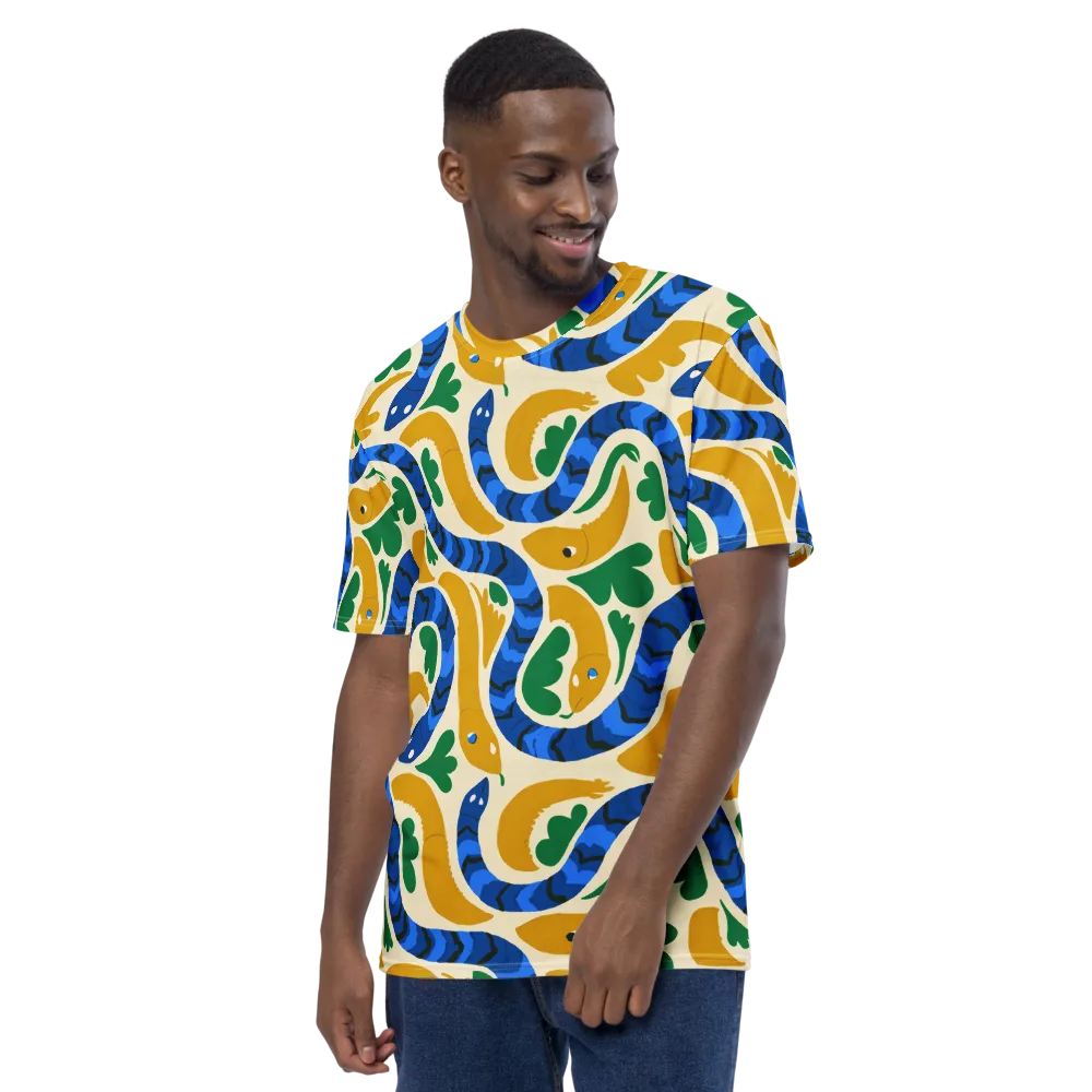 Saffron Serpent Garden on Men's Crew Neck T-Shirt — Left