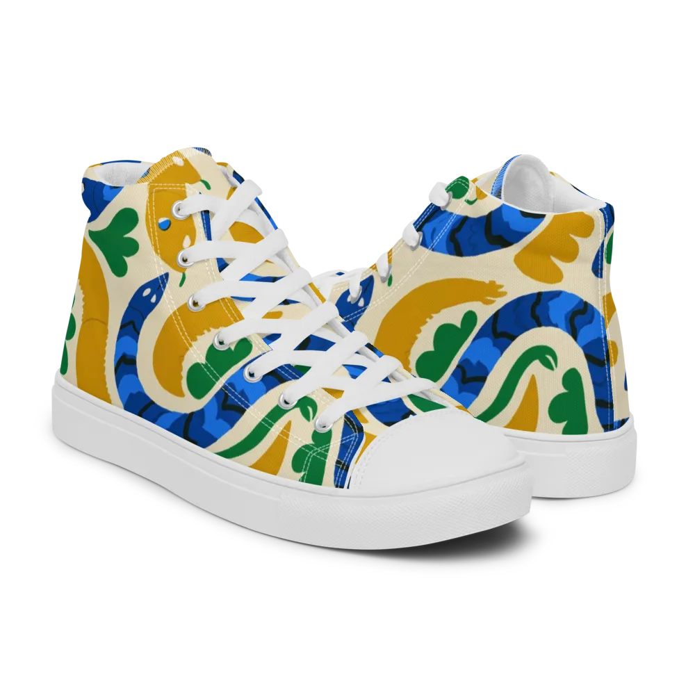 Saffron Serpent Garden on Men's High Top Canvas Shoes — Right