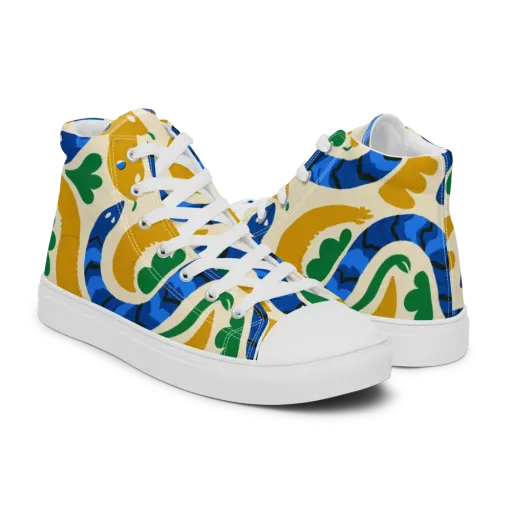 Saffron Serpent Garden on a Men's High Top Canvas Shoes