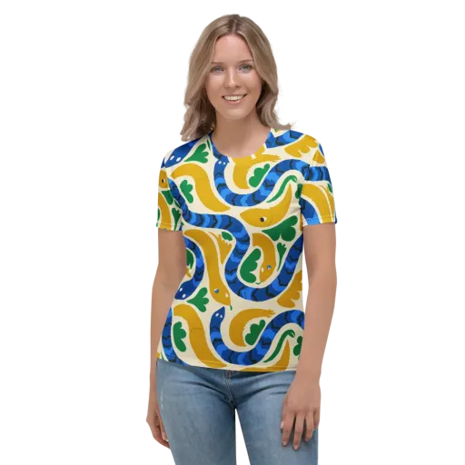 Saffron Serpent Garden on a Women's Crew Neck T-Shirt