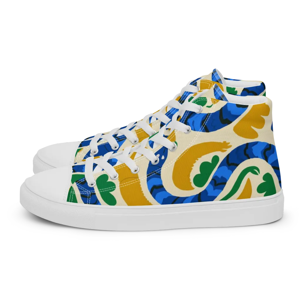 Saffron Serpent Garden on Women's High Top Canvas Shoes — Left