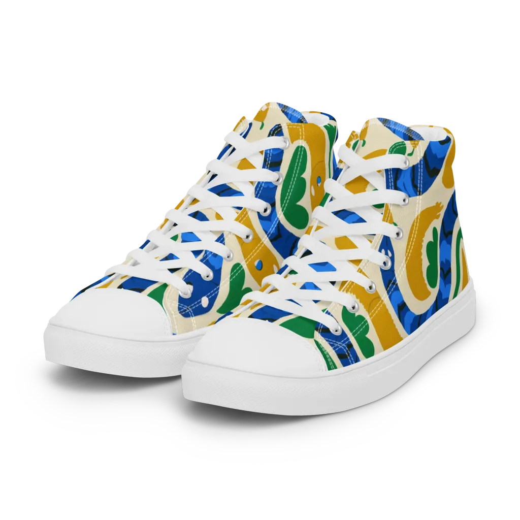 Saffron Serpent Garden on Women's High Top Canvas Shoes — Left Front