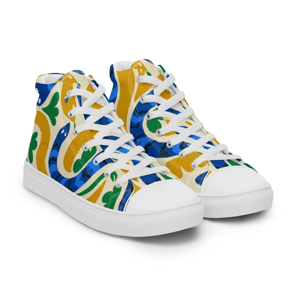 Saffron Serpent Garden on Women's High Top Canvas Shoes — Right Front