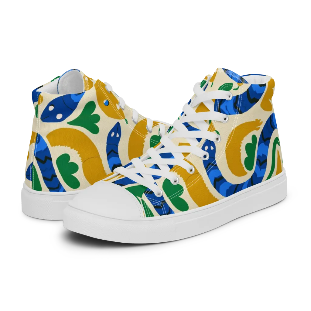 Saffron Serpent Garden on Women's High Top Canvas Shoes — Left