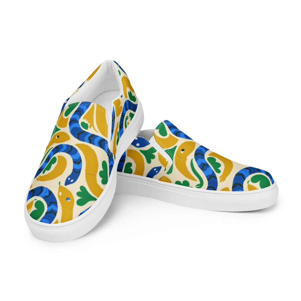 Saffron Serpent Garden on Men's Slip-On Canvas Shoes — Left Front