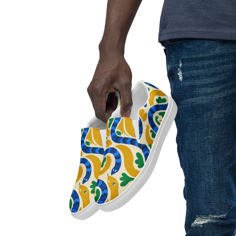 Saffron Serpent Garden on Men's Slip-On Canvas Shoes — Left Front