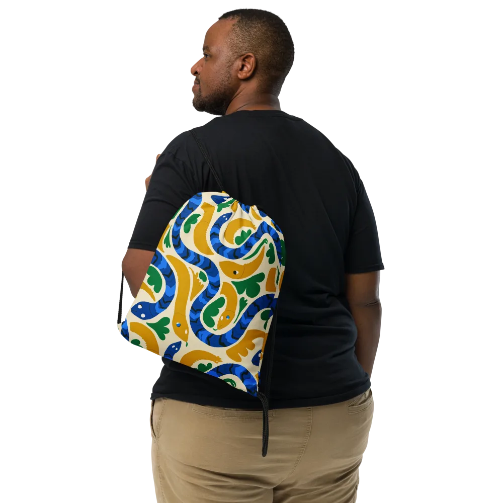 Saffron Serpent Garden on Drawstring Bag — Front