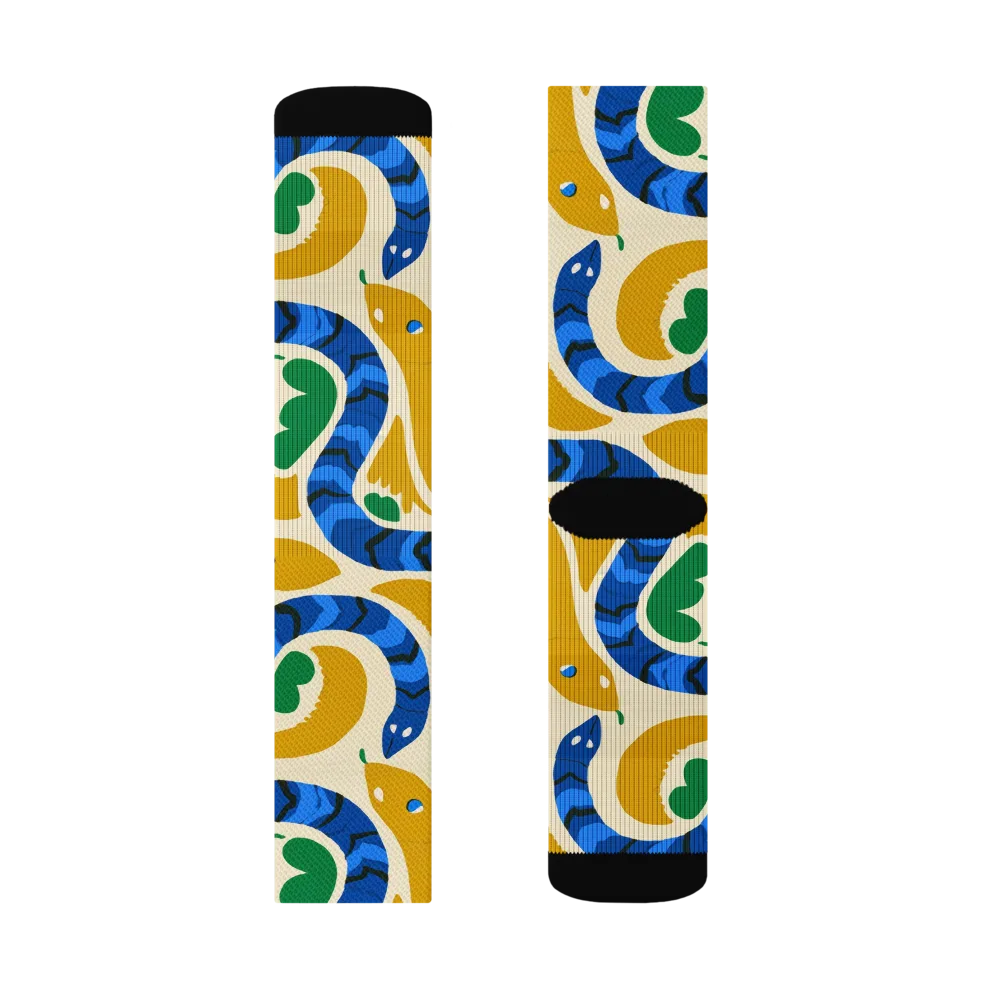 Saffron Serpent Garden on Socks — Left Sock