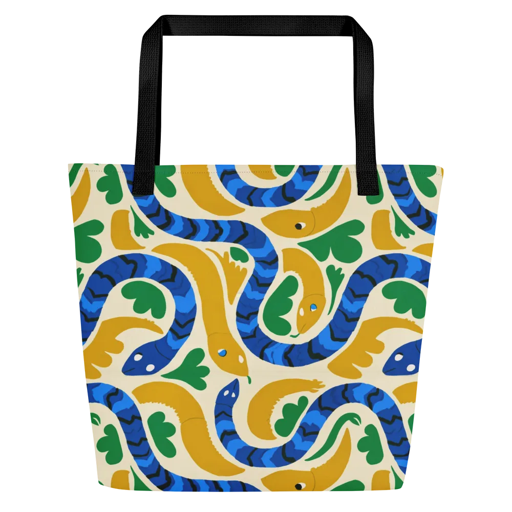 Saffron Serpent Garden on Large Tote Bag W/ Pocket — Front