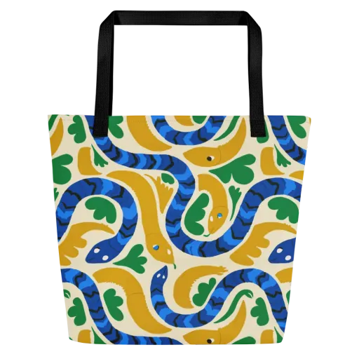 Saffron Serpent Garden on a Large Tote Bag W/ Pocket