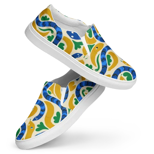 Saffron Serpent Garden on a Women's Slip-On Canvas Shoes