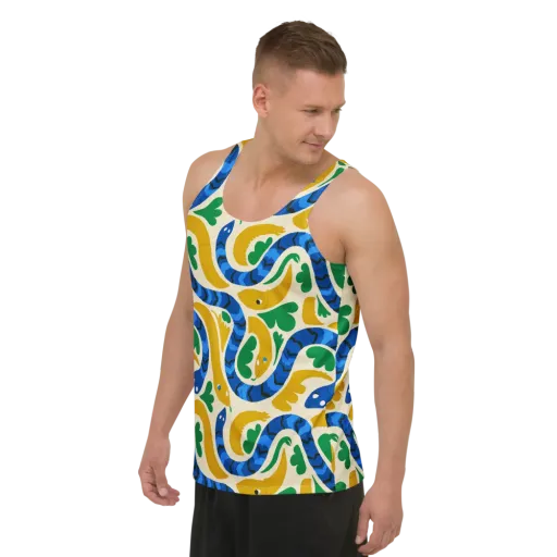 Saffron Serpent Garden on a Men's Tank Top