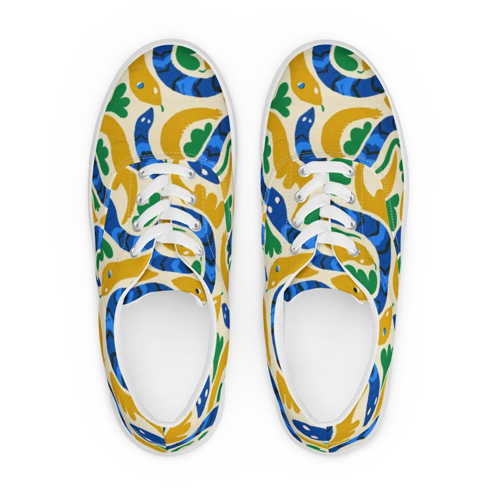 Saffron Serpent Garden on Men's Lace-Up Canvas Shoes — Front