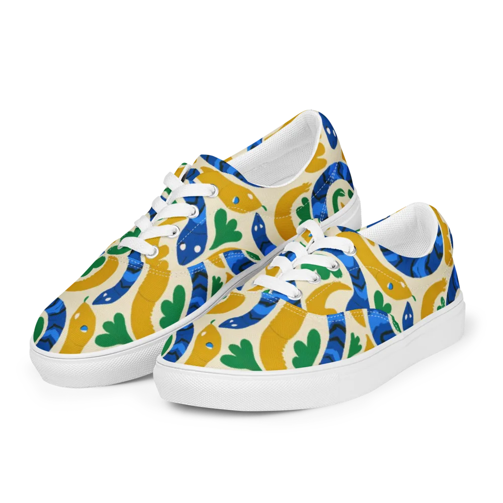 Saffron Serpent Garden on Men's Lace-Up Canvas Shoes — Left Front