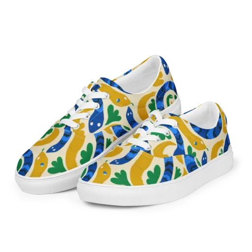 Saffron Serpent Garden on a Men's Lace-Up Canvas Shoes
