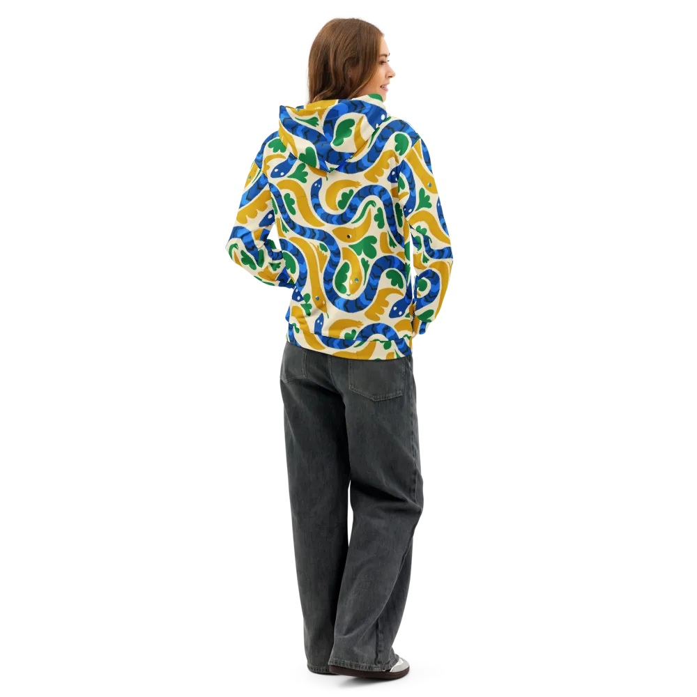 Saffron Serpent Garden on Cotton Hoodie — Back