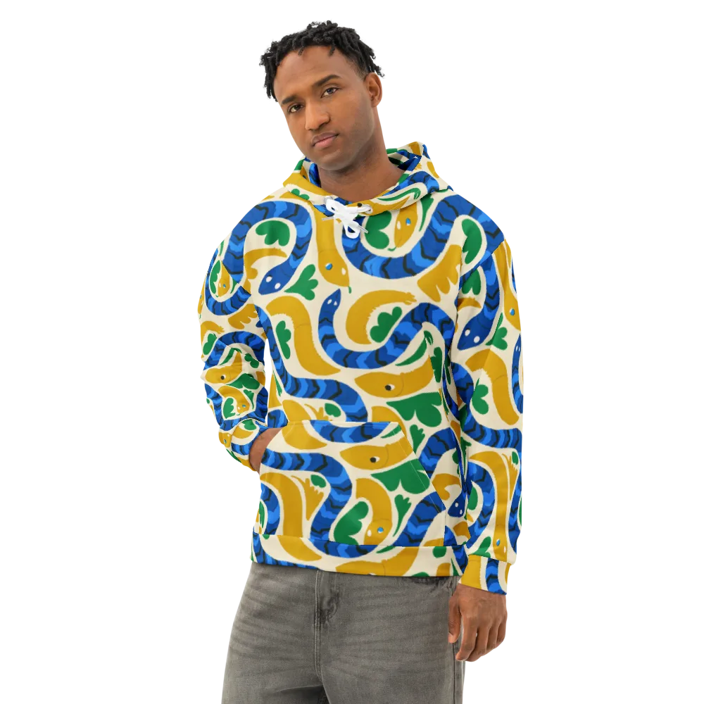 Saffron Serpent Garden on Cotton Hoodie — Left Front