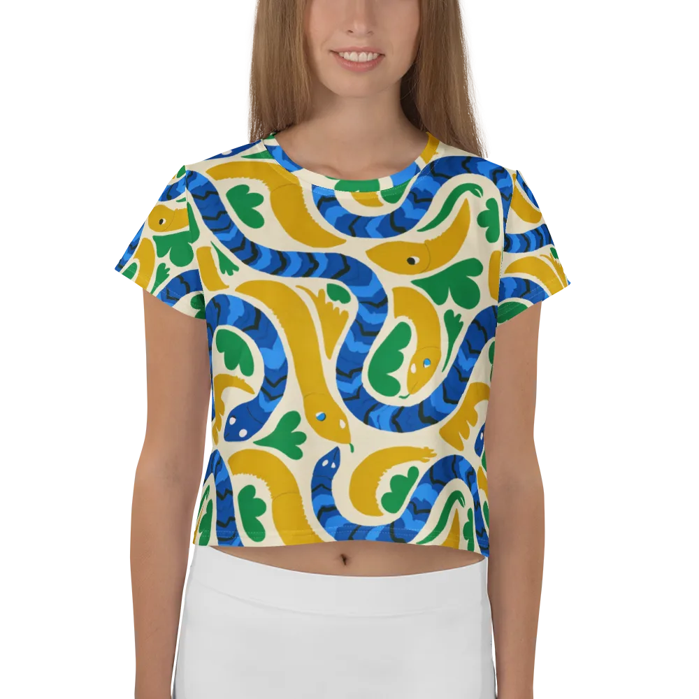 Saffron Serpent Garden on Crop Tee — Front