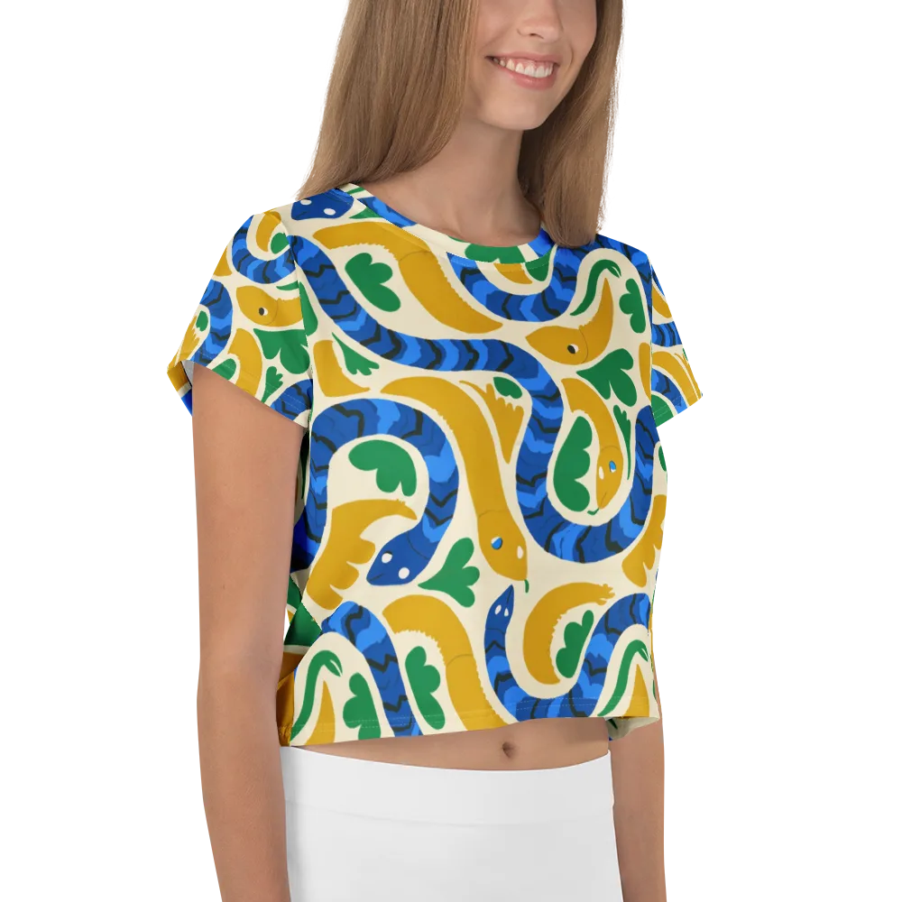 Saffron Serpent Garden on Crop Tee — Right