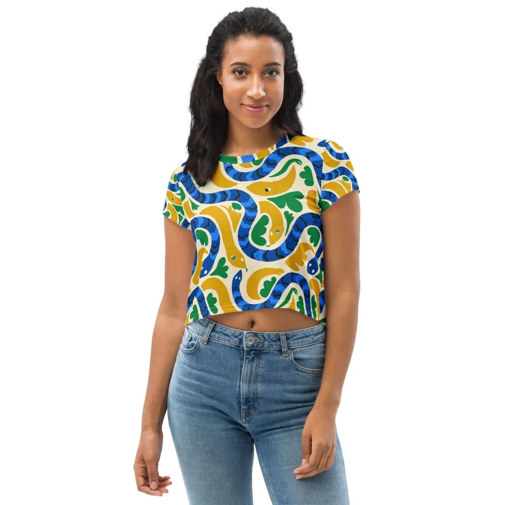 Saffron Serpent Garden on Crop Tee — Front