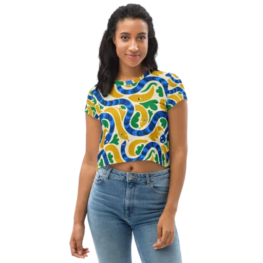 Saffron Serpent Garden on a Crop Tee