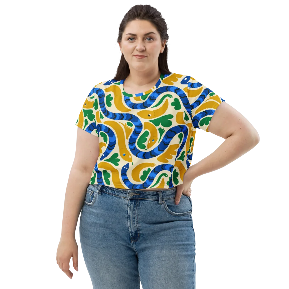 Saffron Serpent Garden on Crop Tee — Front