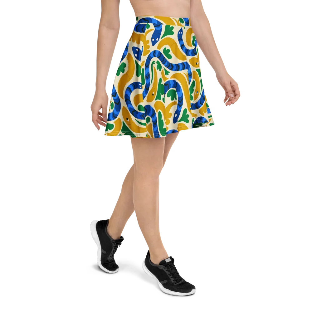 Saffron Serpent Garden on Skater Skirt — Right