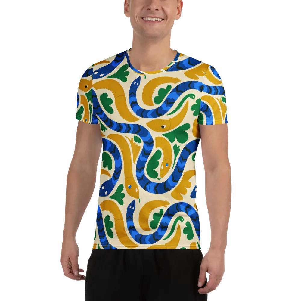 Saffron Serpent Garden on Men's Athletic T-Shirt — Front