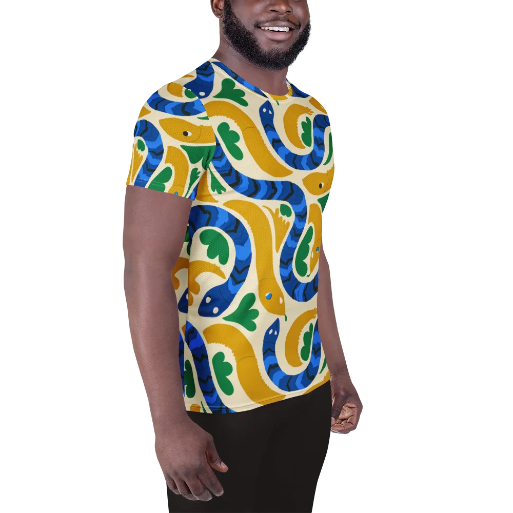 Saffron Serpent Garden on Men's Athletic T-Shirt — Right
