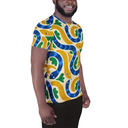 Saffron Serpent Garden on a Men's Athletic T-Shirt