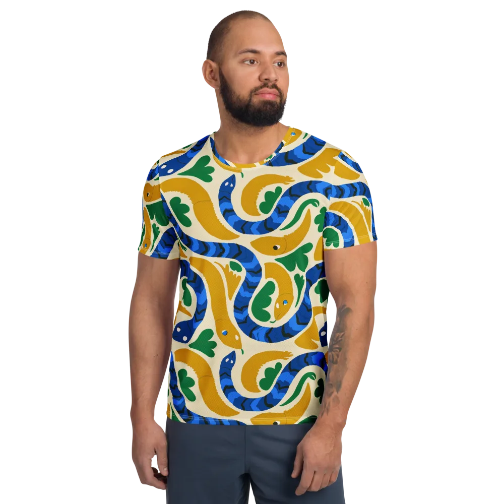 Saffron Serpent Garden on Men's Athletic T-Shirt — Front