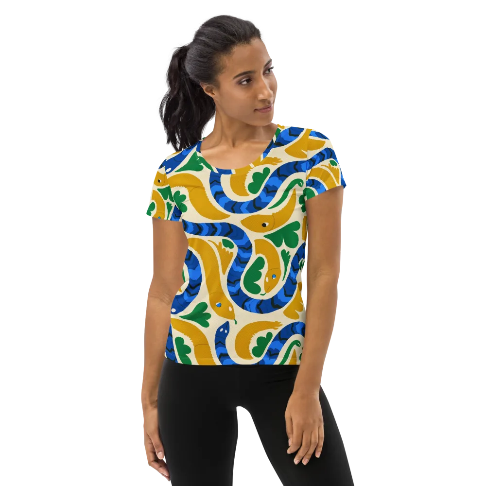 Saffron Serpent Garden on Women's Athletic T-Shirt — Front