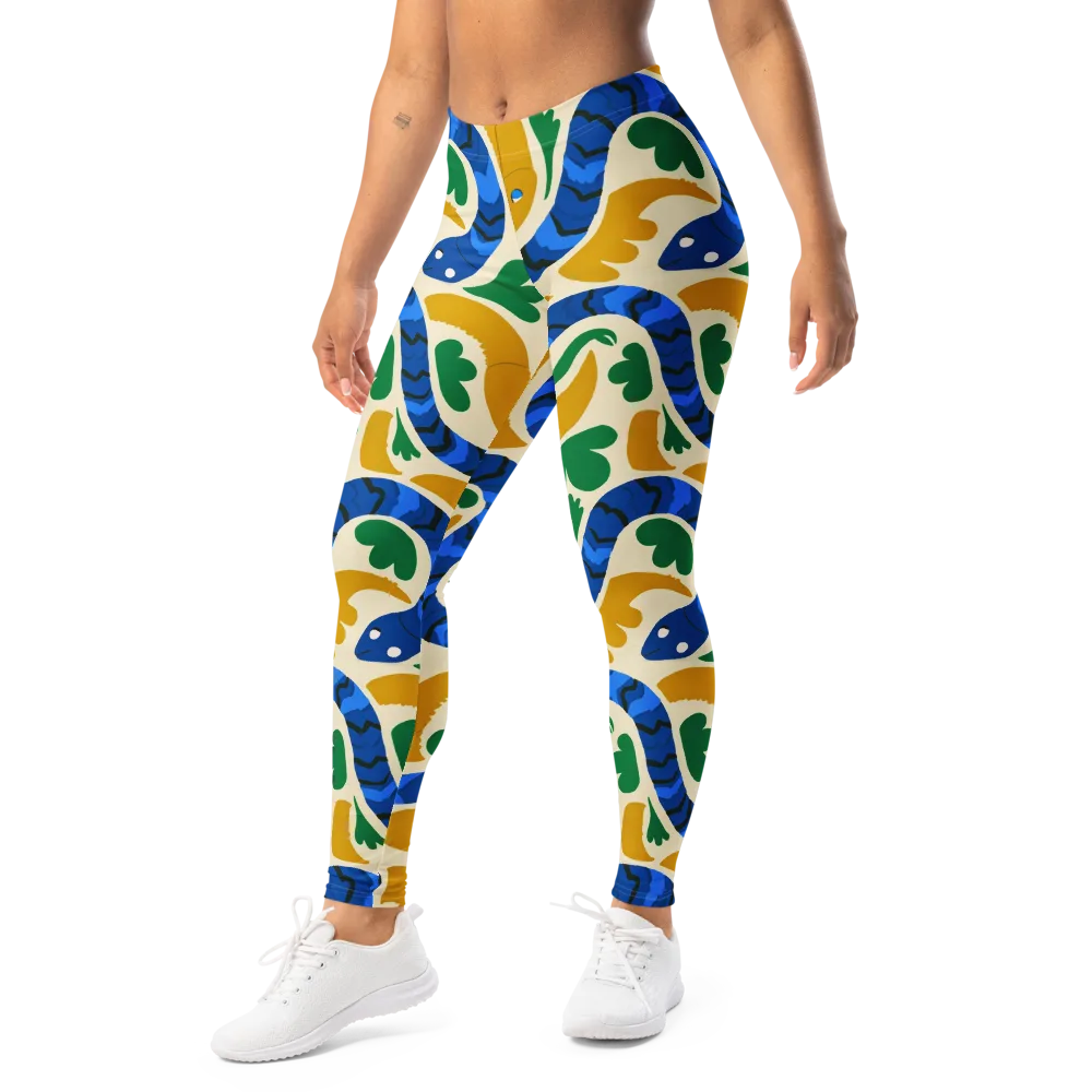 Saffron Serpent Garden on Leggings — Left Front