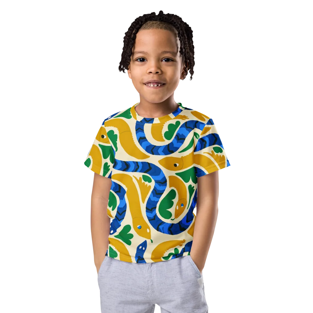 Saffron Serpent Garden on Kids Crew Neck T-Shirt — Front
