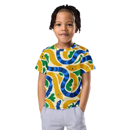 Saffron Serpent Garden on a Kids Crew Neck T-Shirt