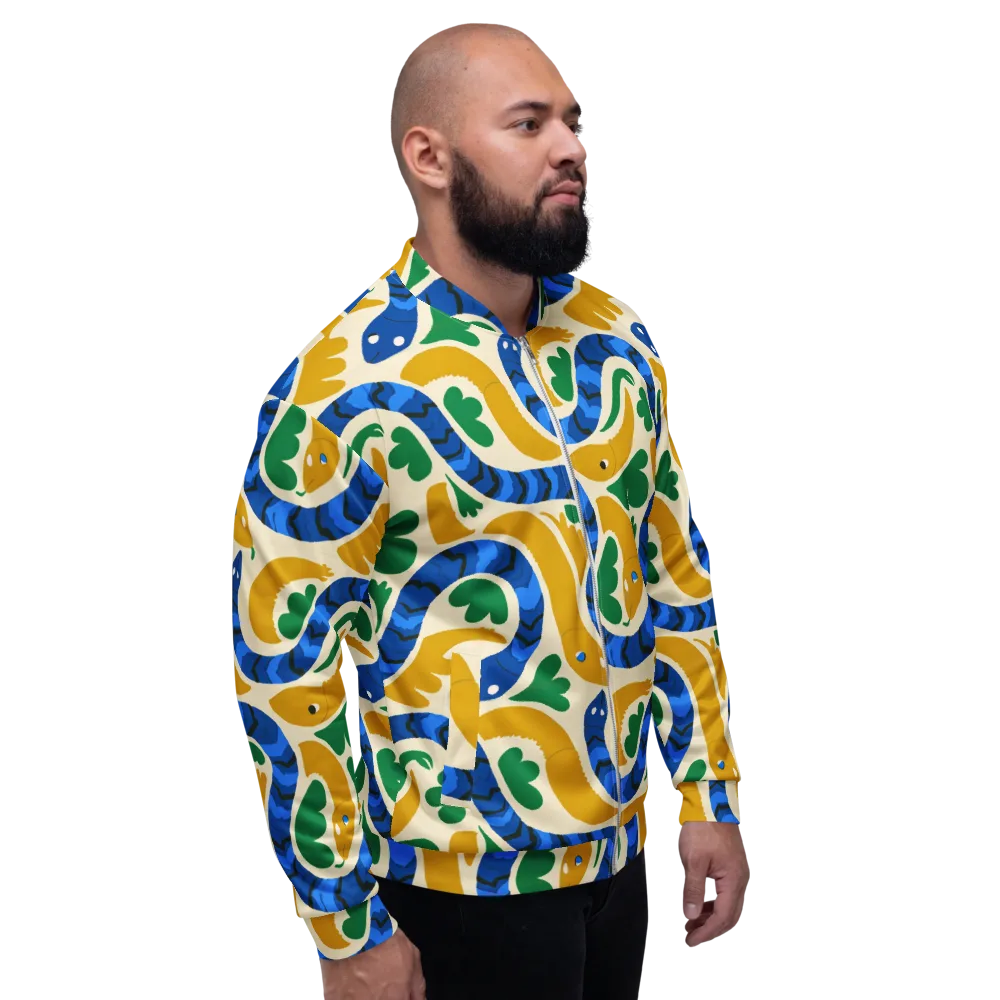 Saffron Serpent Garden on Bomber Jacket — Right