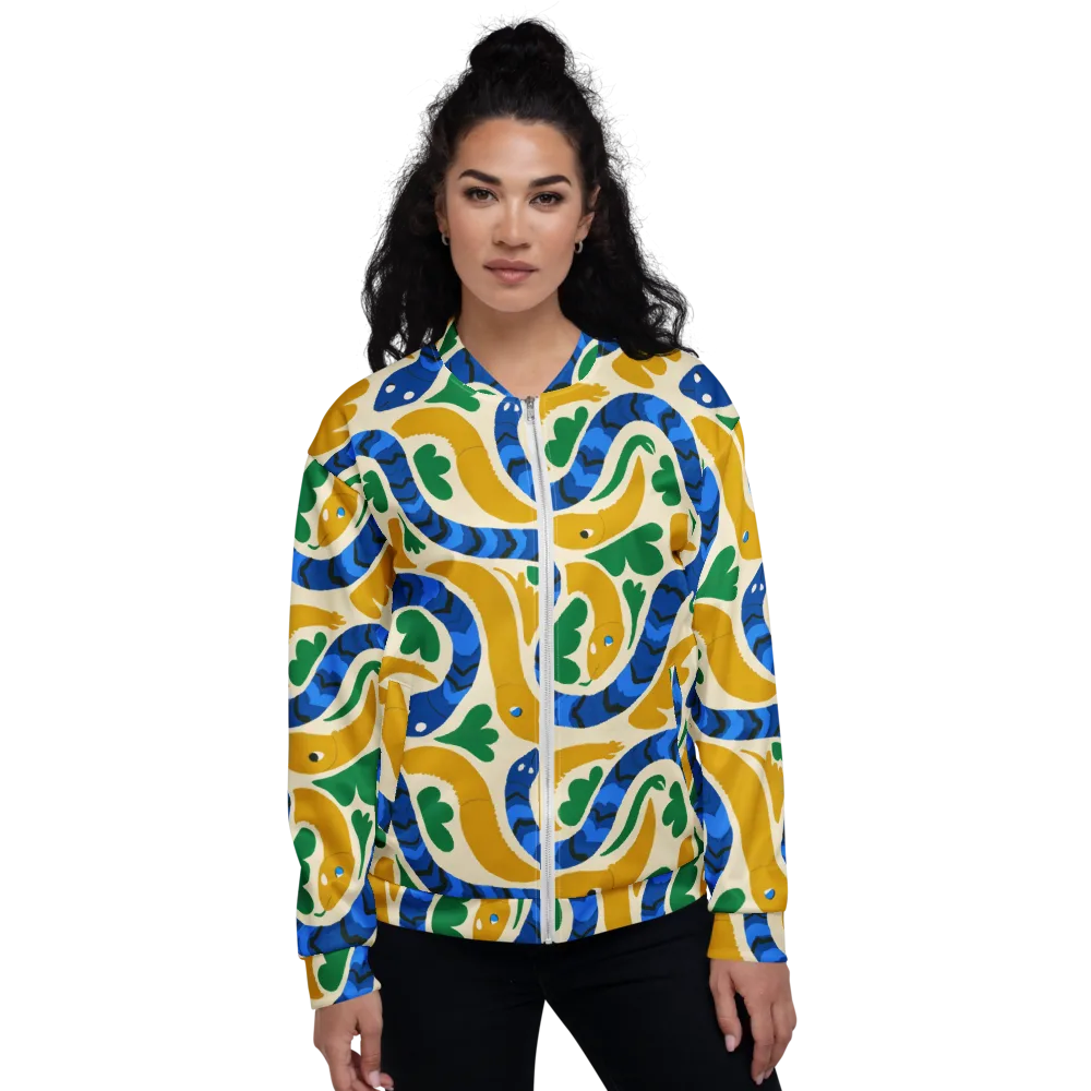 Saffron Serpent Garden on Bomber Jacket — Front