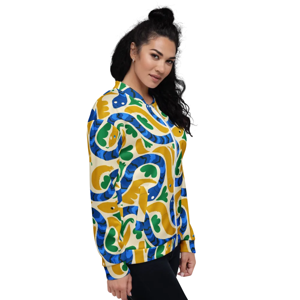 Saffron Serpent Garden on Bomber Jacket — Right