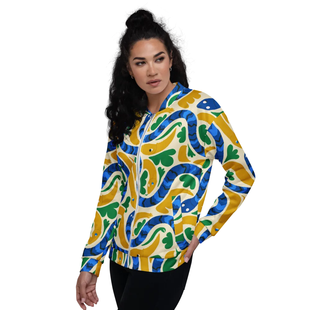 Saffron Serpent Garden on Bomber Jacket — Left