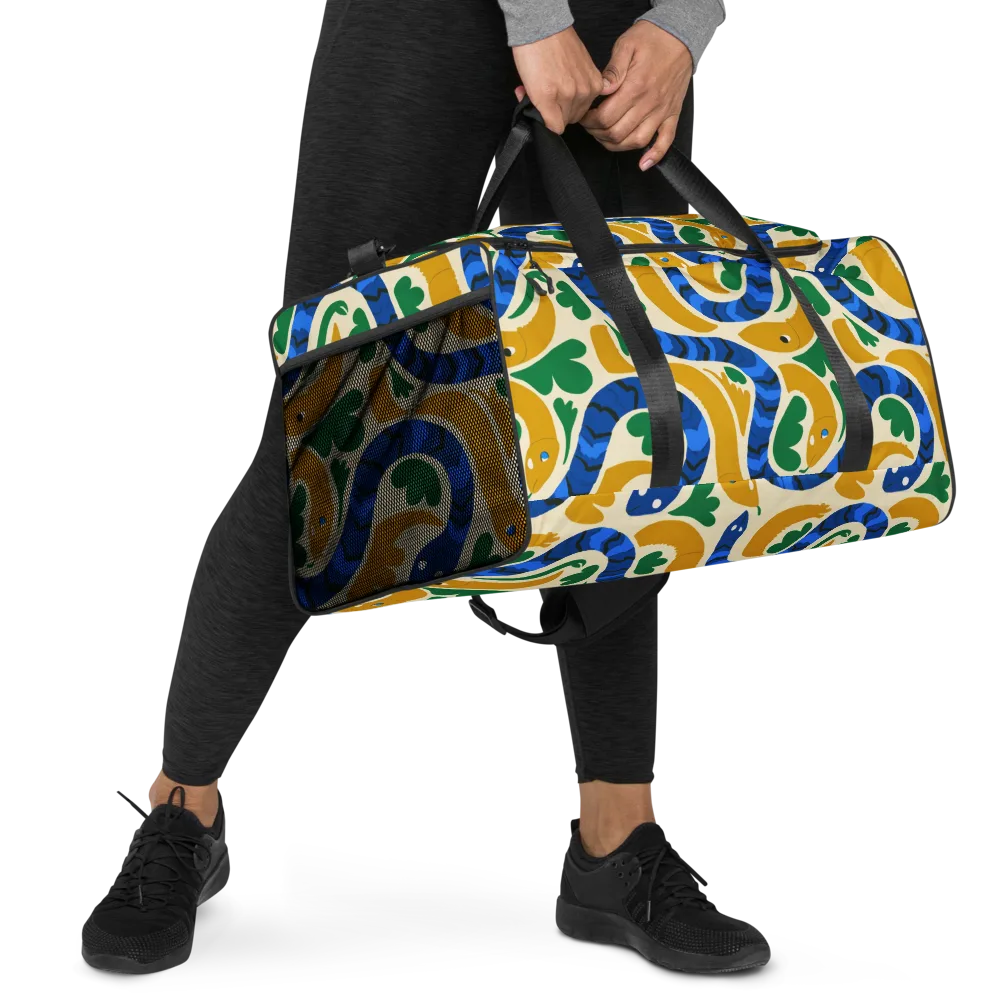 Saffron Serpent Garden on Duffle Bag — Right Front