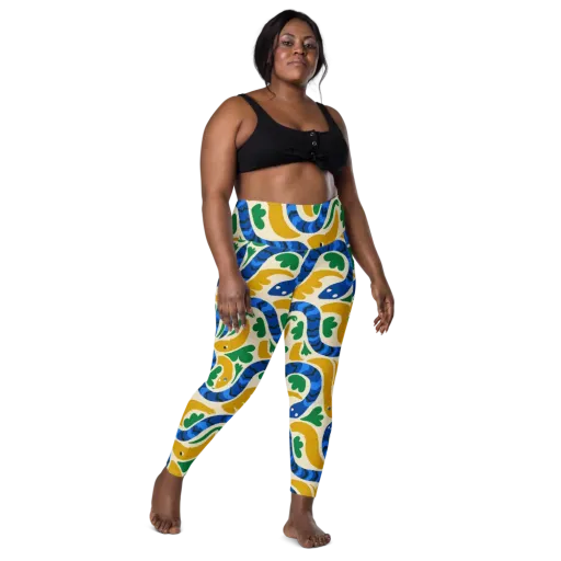 Saffron Serpent Garden on a Leggings with Pockets